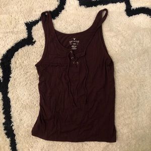 maroon tank top with tie front